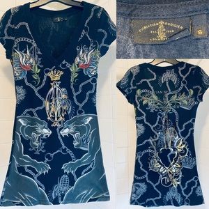 Christian Audigier Short Sleeve VNeck T Shirt SzSM